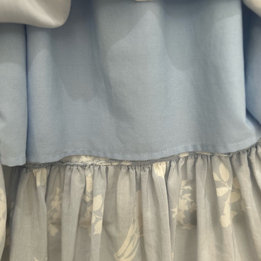 Gianni Bini Trixie Blue Floral Off-Shoulder Ruffle MIDI Dress Size XS Feminine - Picture 5 of 7